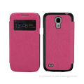 Hot Selling Smart Touch Window PU Leather Cases for Samsung Galaxy S4 Mini/i9500, OEM/ODM Factory